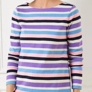Cotton Long-Sleeve Stripe Tee Shirt